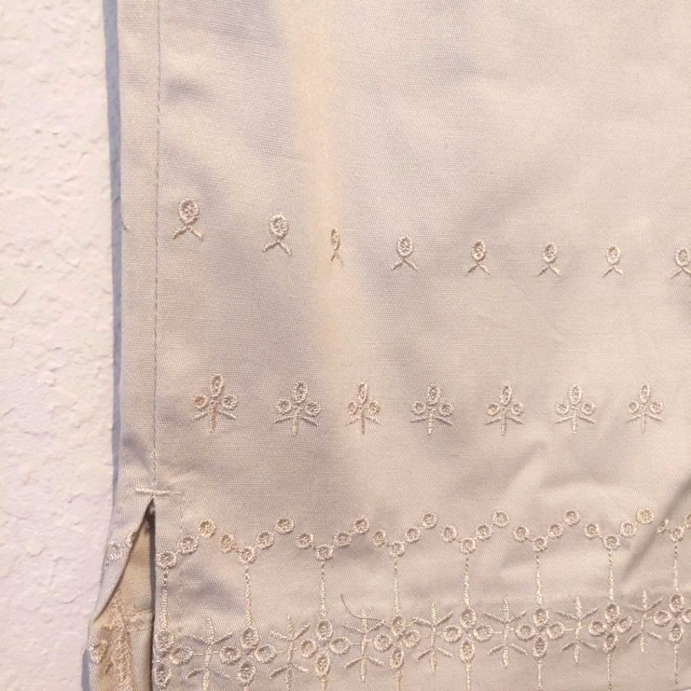 New Vintage Bill Blass Capri Pants Stretch Khaki Embroidered Hem Coastal Sz 16 — image 4 of 8